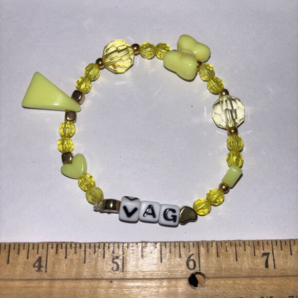 Multicolor “Vag” Bracelet Adult Humor Beaded Handmade Naughty Accessories - Picture 2 of 3